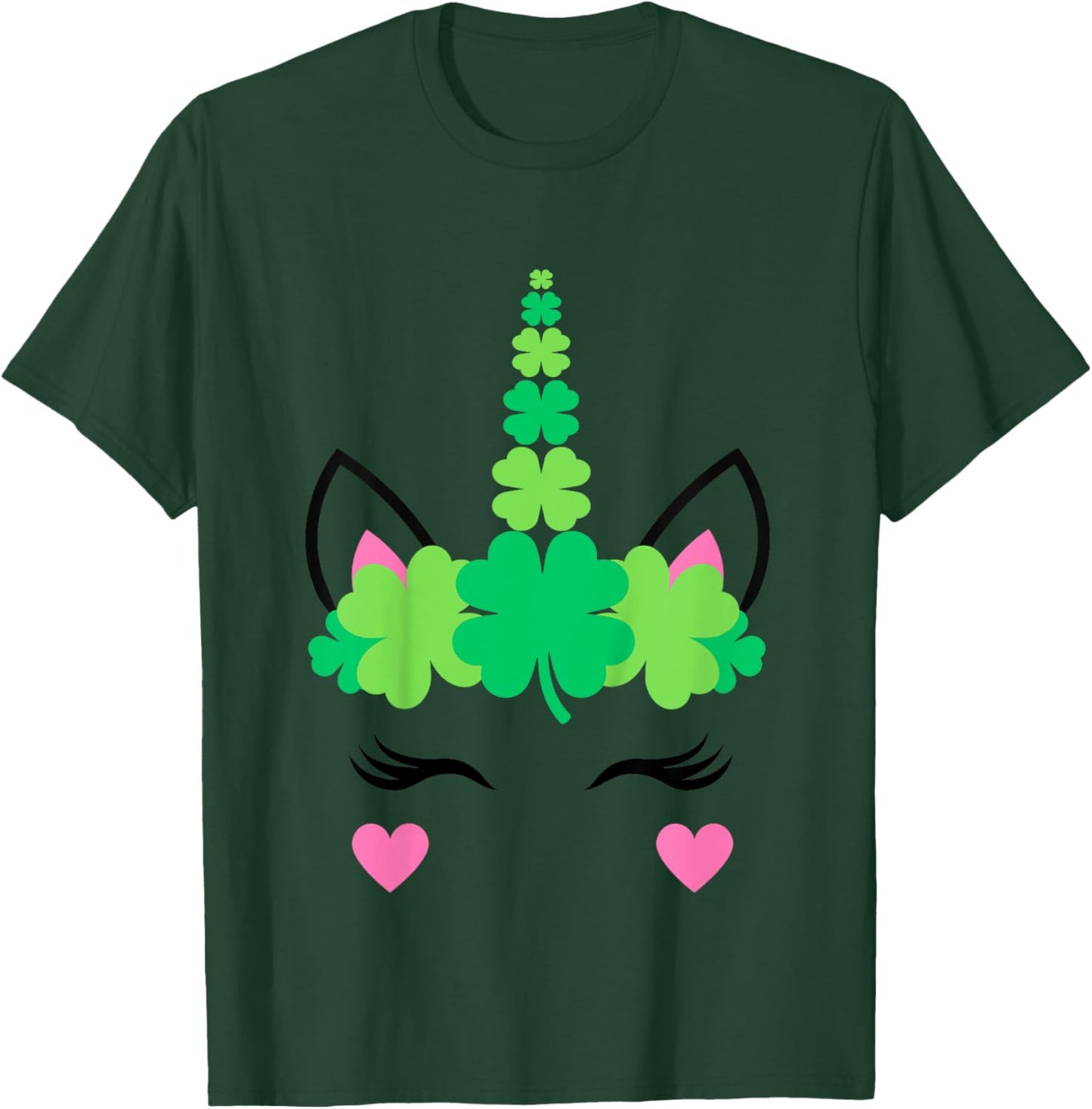 Kids Girls St Patricks Day Unicorn Toddler Irish Shamrock Clover T-Shirt - T-Shirt | Forest