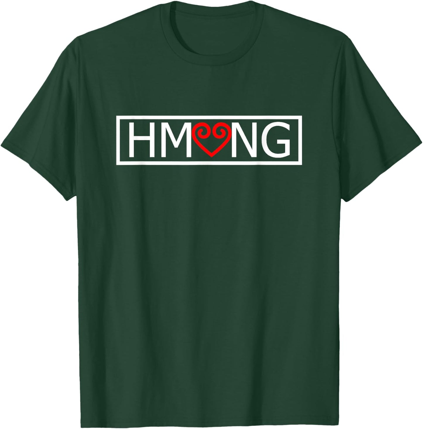 Hmong Word White Letters Red Heart Symbol Graphic T-Shirt - T-Shirt | Forest