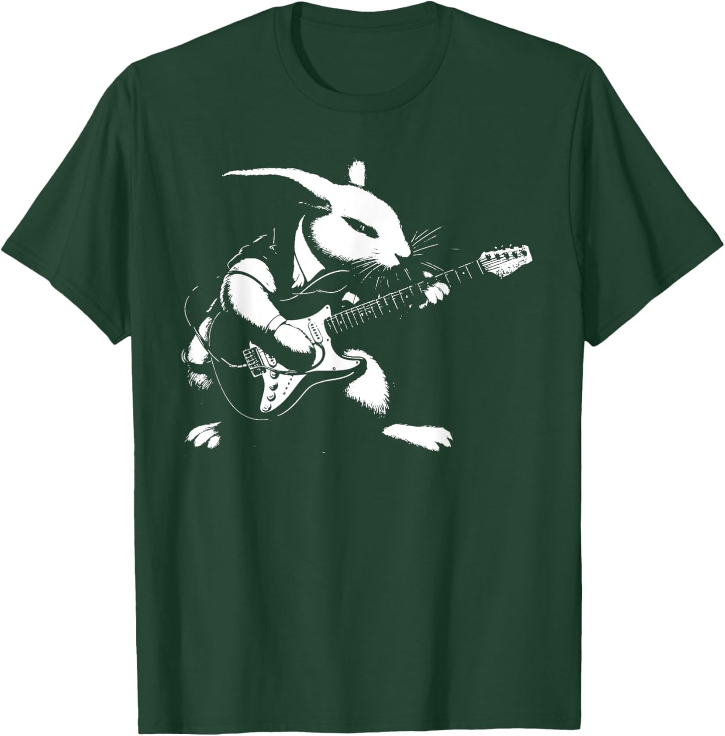Rabbit Playing Bass Guitar Shirt Men Animal Playing Guitar T-Shirt - T-Shirt | Forest