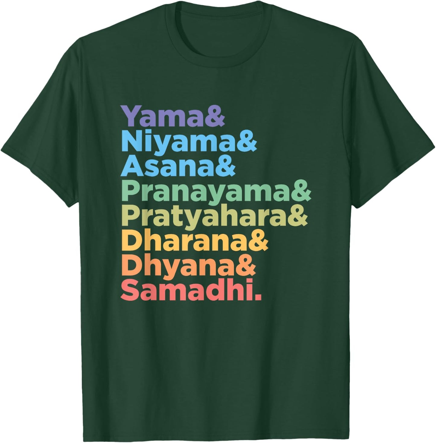 Raja Yoga Practice 8 Words for Yoga Teacher and Meditation T-Shirt - T-Shirt | Forest