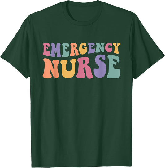ER Nurse Groovy Emergency Nurse Nursing School Women T-Shirt - T-Shirt | Forest