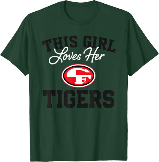 Cedar Falls Tigers Logo This Girl Loves Her HS T-Shirt - T-Shirt | Forest