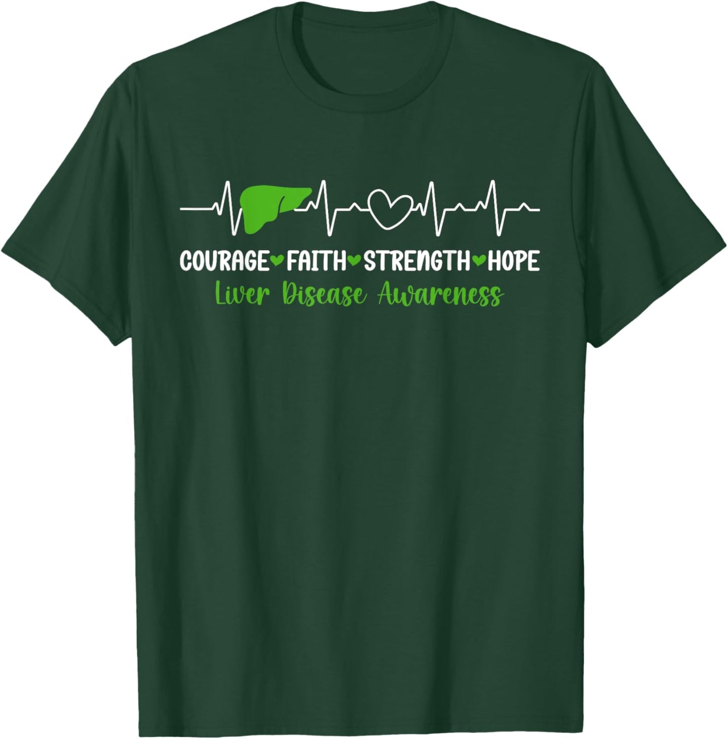 Liver Disease Awareness Heartbeat Liver Disease Warrior , Small, Black T-Shirt - T-Shirt | Forest