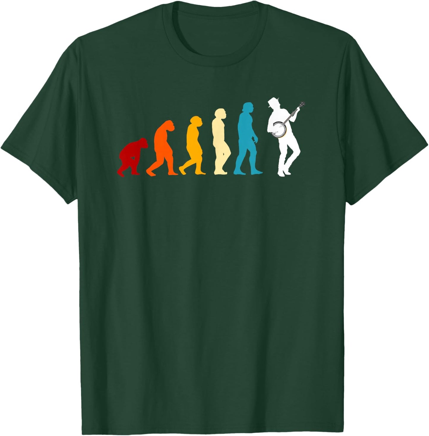 Great Banjo Evolution Gift Bluegrass Music T-Shirt - T-Shirt | Forest