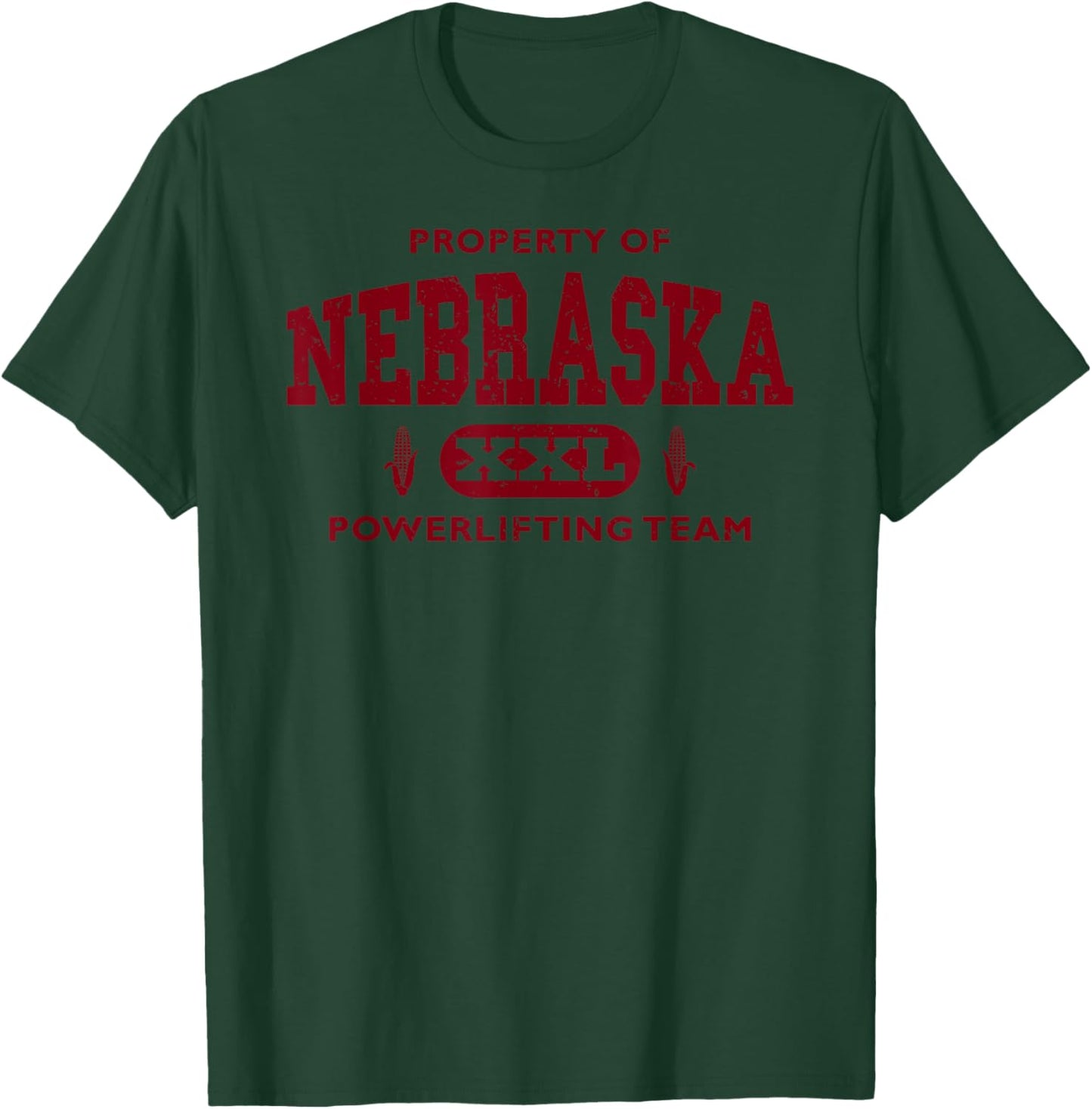 Property of Nebraska Powerlifting Team XXL T-Shirt - T-Shirt | Forest