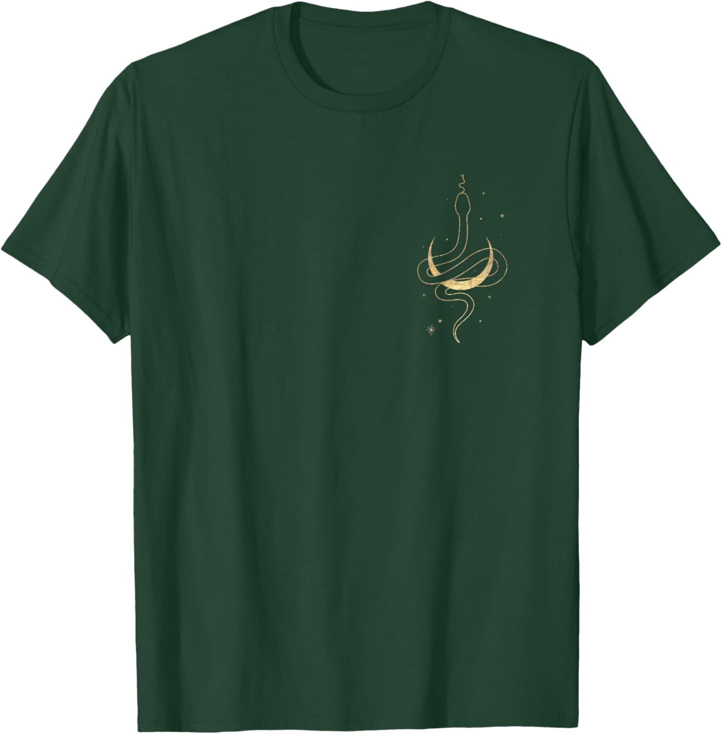 Gold Snake and Moon Phases / Snake / Crescent Moon T-Shirt - T-Shirt | Forest