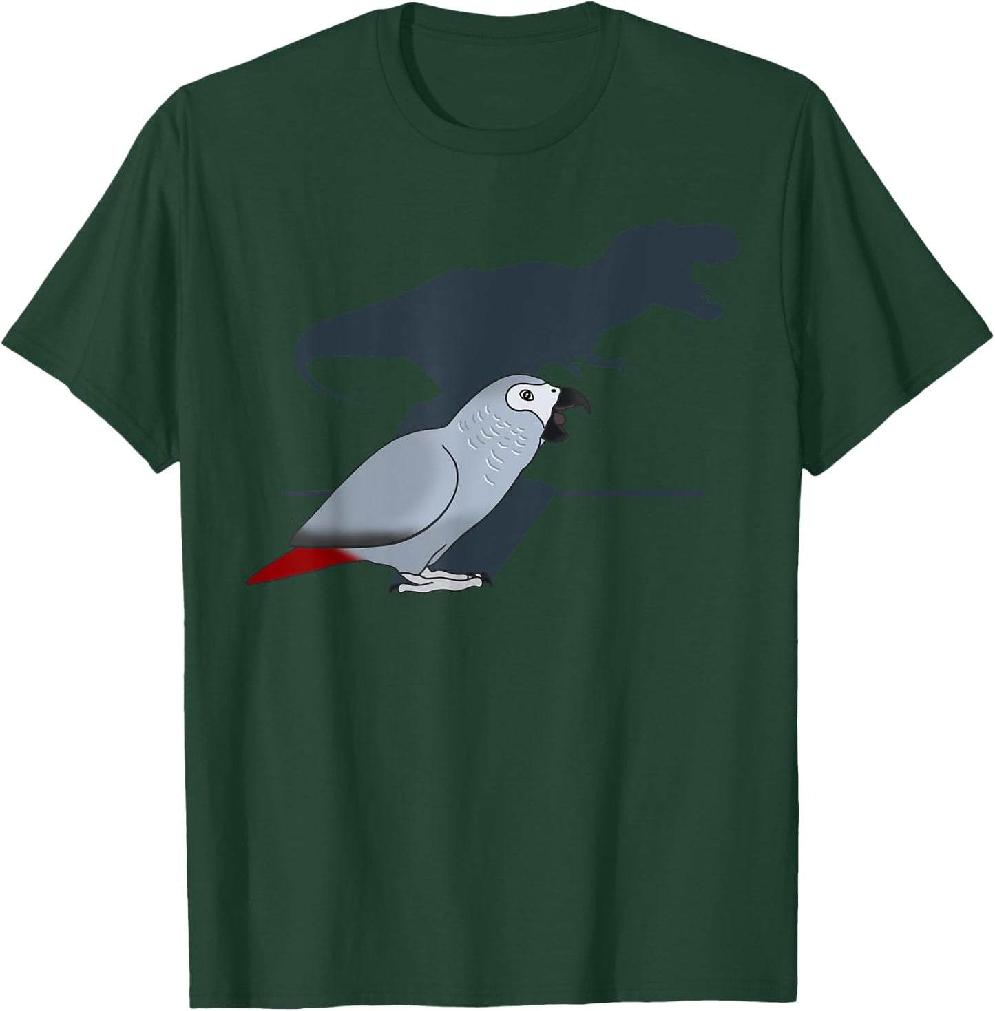 FandomizedRose Cute Screaming Parrot, Birb Memes, Funny T-Rex African Grey T-Shirt - T-Shirt | Forest