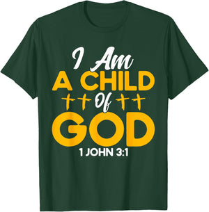 Christian Bible Verse John 3:1 Child Of God Cross T-Shirt - T-Shirt | Forest