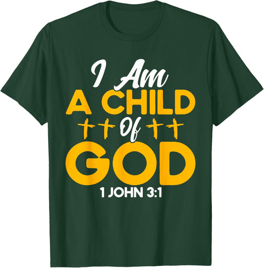 Christian Bible Verse John 3:1 Child Of God Cross T-Shirt - T-Shirt | Forest
