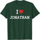 Funny Gift Jonathan Name - I Love Jonathan - I Heart Jonathan - Men's -Adults & Kids Black Cotton 65% Polyester 35% Casual Halloween Thanksgiving Birthday T-Shirt - T-Shirt | Forest