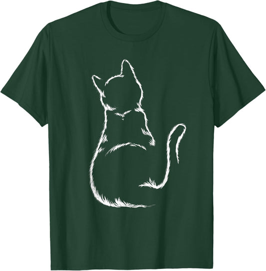 Cats Silhouette Kitten Heart Love Girl Boys Children T-Shirt - T-Shirt | Forest