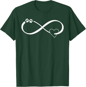 Infinity Dog Rescue Paw Print Heart Dog Owner Gift Women Girls Kids T-Shirt - T-Shirt | Forest