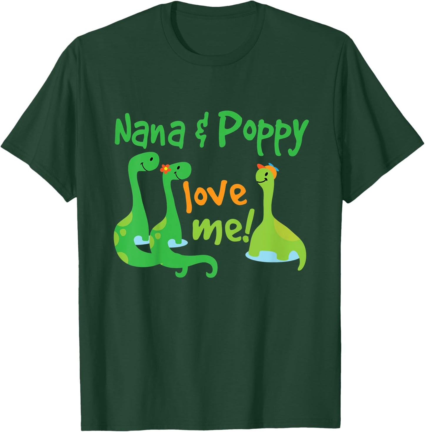 Kids Nana and Poppy Love Me Grandson Dinosaur T-Shirt - T-Shirt | Forest