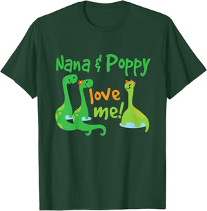 Kids Nana and Poppy Love Me Grandson Dinosaur T-Shirt - T-Shirt | Forest