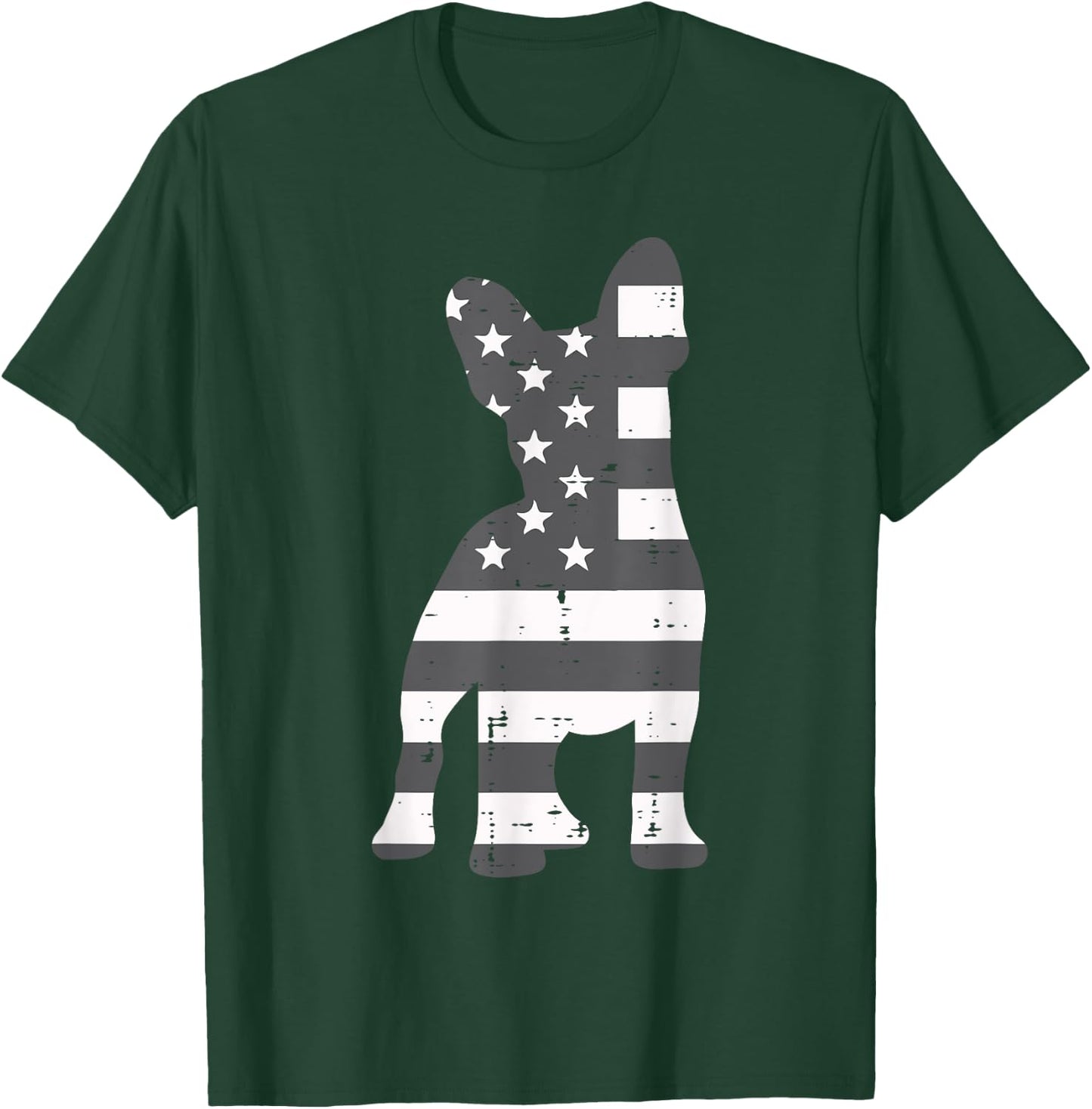 Gray US Flag French Bulldog Frenchie Patriotic 4th Of July T-Shirt - T-Shirt | Forest