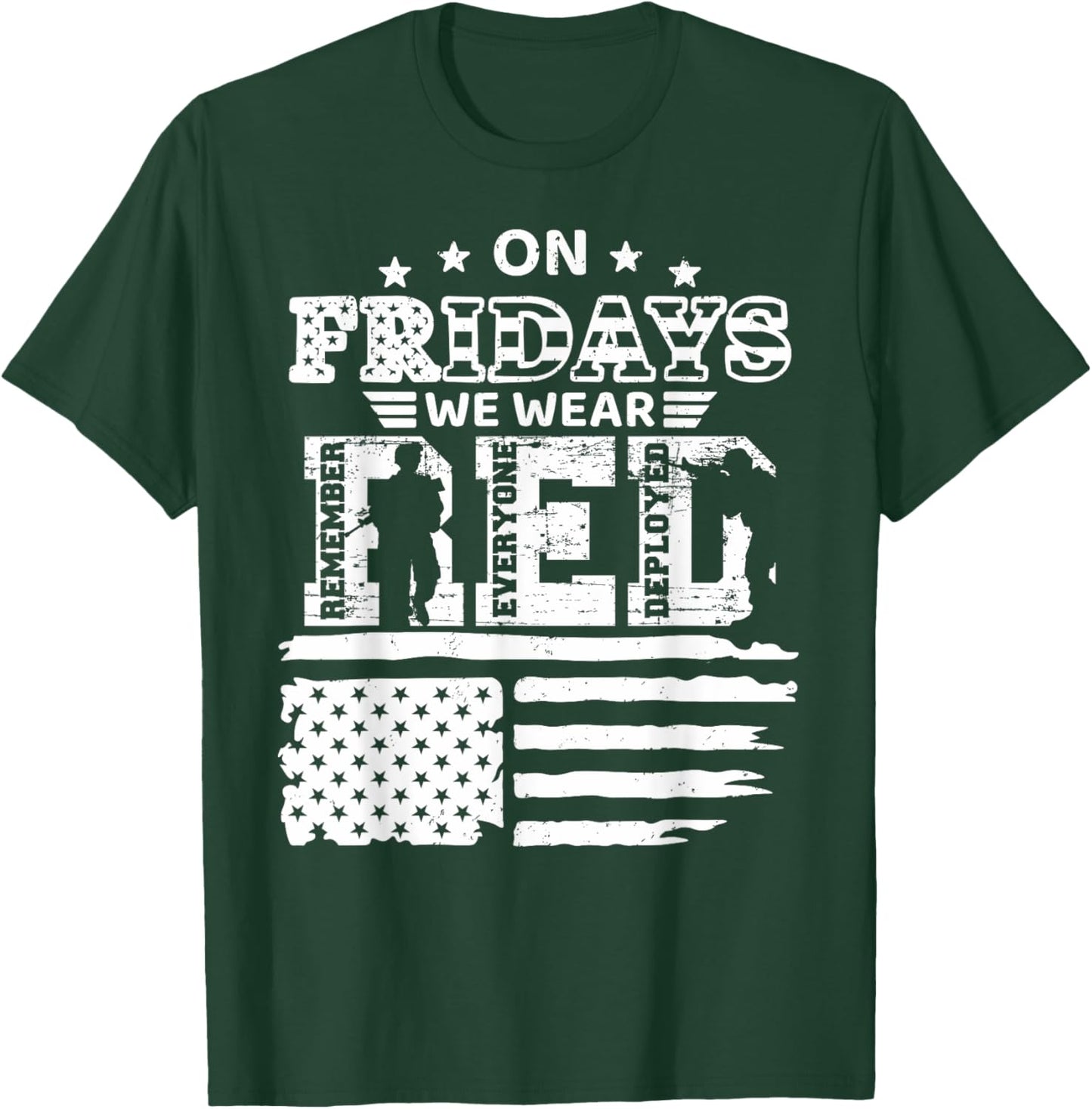 On Friday We Wear Red Friday Military Support troops US Flag T-Shirt - T-Shirt | Forest