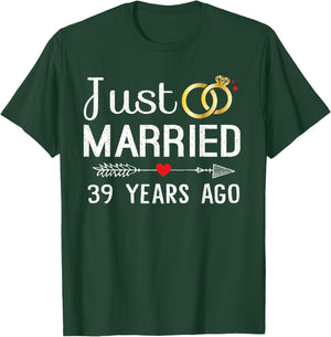 Just Married 39 Years Ago 39th Anniversary Gift Couple T-Shirt - T-Shirt | Forest
