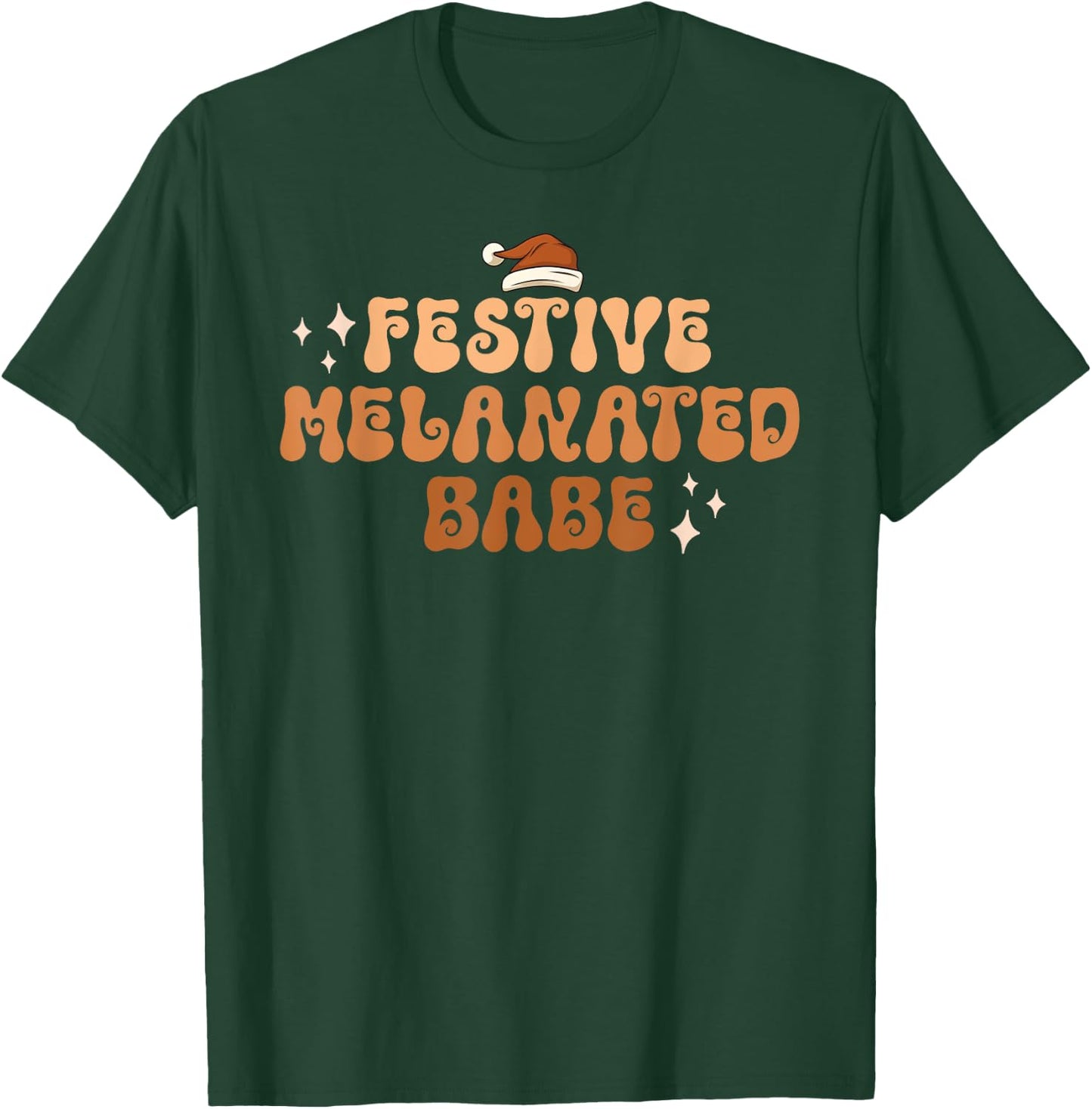 Festive Melanated Babe Melanin Merry Christmas Black African T-Shirt - T-Shirt | Forest