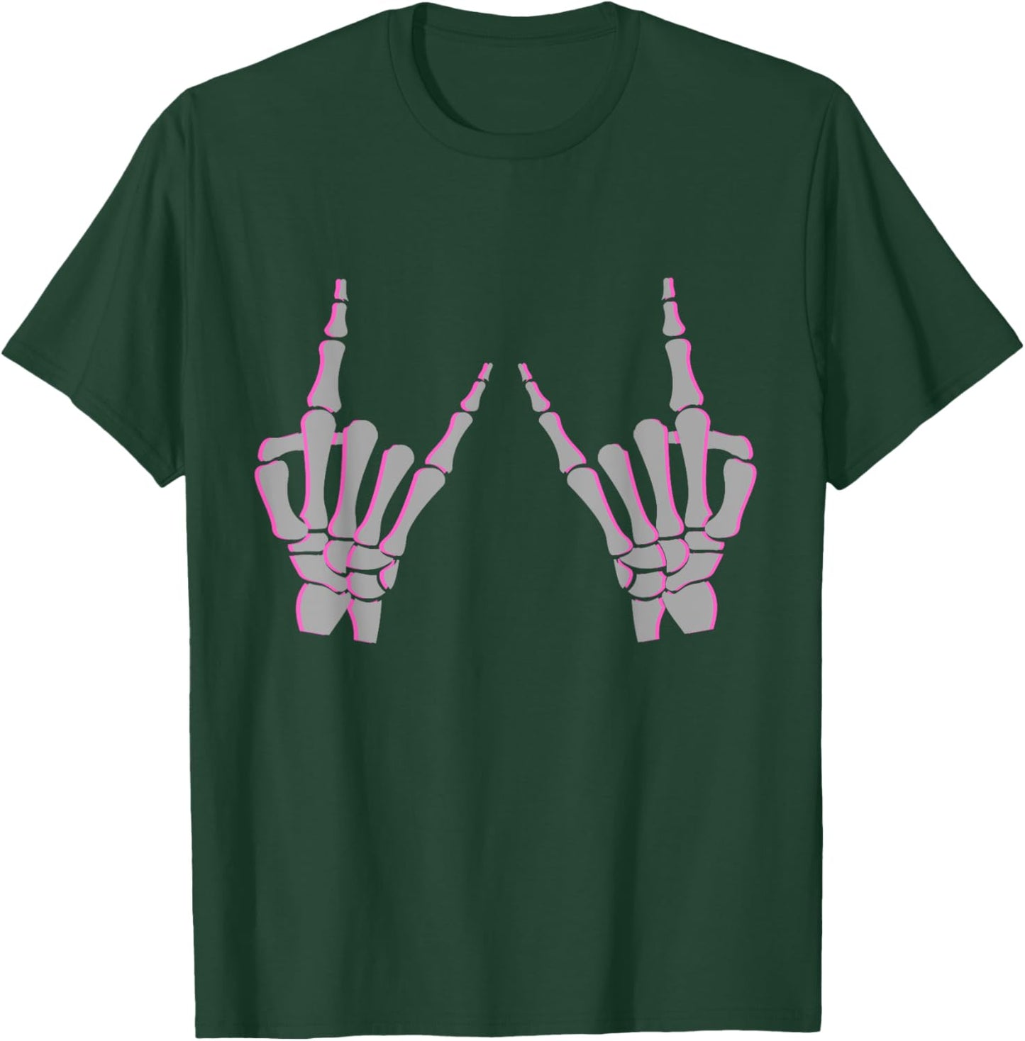 Skeleton Hand Horns Rock On Heavy Metal Women Back the Pink T-Shirt - T-Shirt | Forest