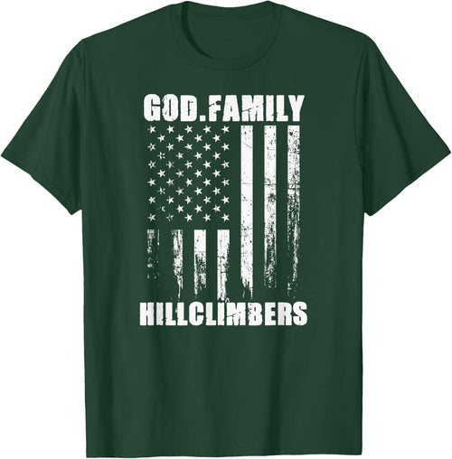 Urbana Hillclimbers God. Family. Vintage USA Flag