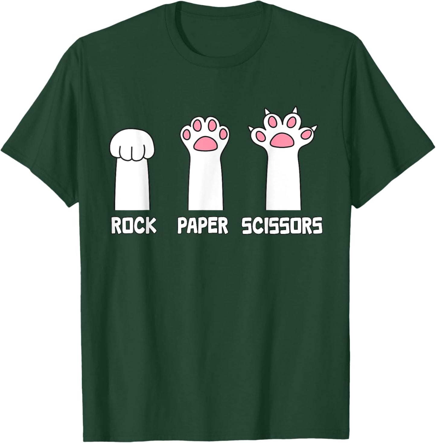 Rock Paper Scissors Cat - Paws Game Cute Paw Funny Cat T-Shirt - T-Shirt | Forest