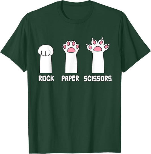 Rock Paper Scissors Cat - Paws Game Cute Paw Funny Cat T-Shirt - T-Shirt | Forest