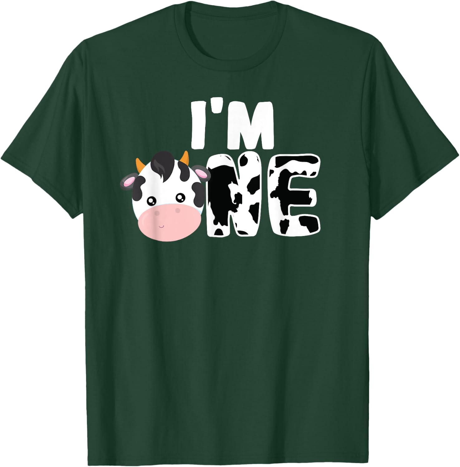 I'm One Age 1 Cow Farm Theme Birthday Gift 1 Yrs Old Shirt T-Shirt - T-Shirt | Forest