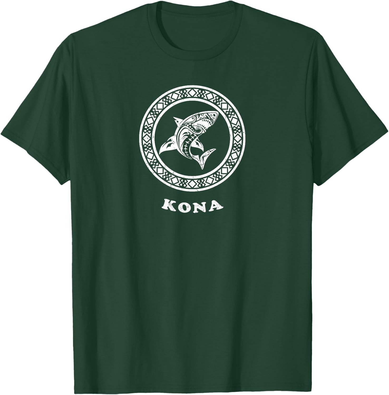 Kona, Hawaii Vintage Retro Tribal Shark Vacation Gift T-Shirt - T-Shirt | Forest