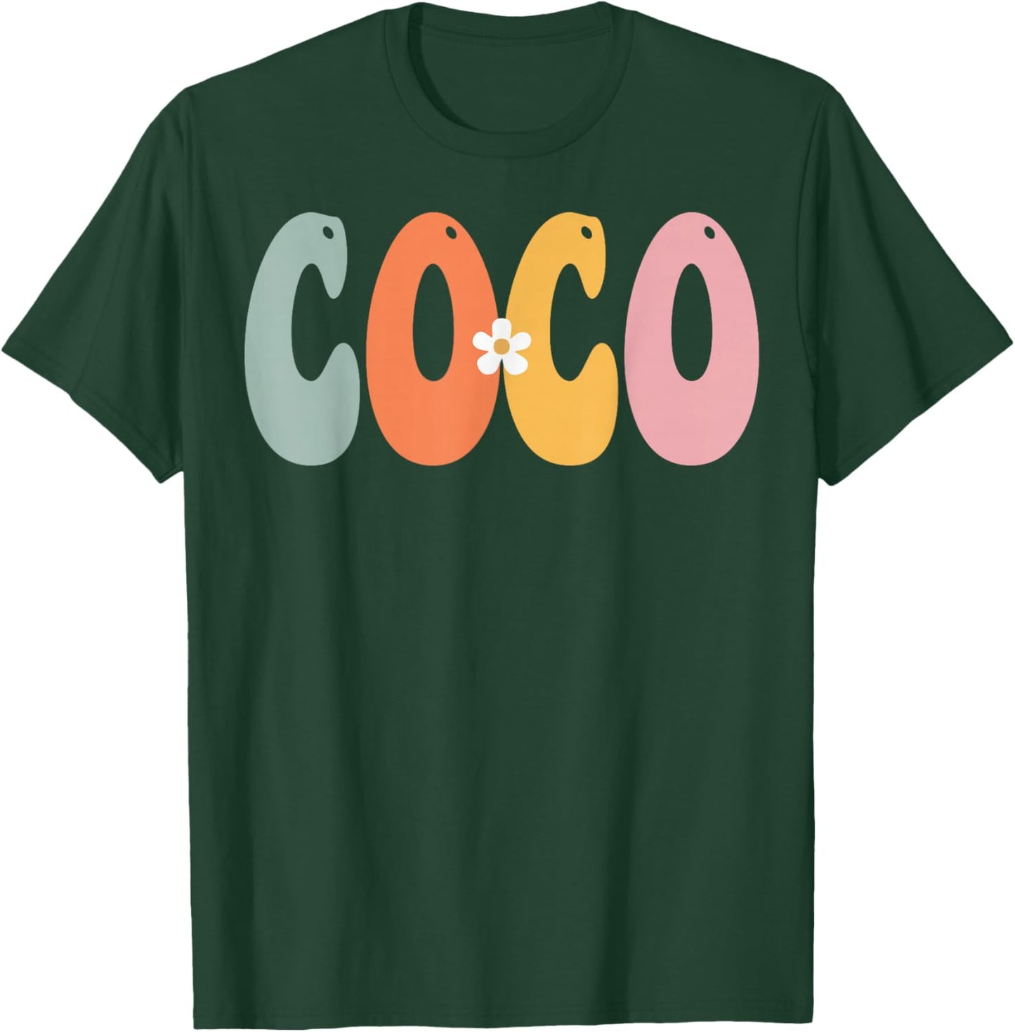 COCO Retro Groovy Print Mom Cute Mother's Day Funny Grandma T-Shirt - T-Shirt | Forest