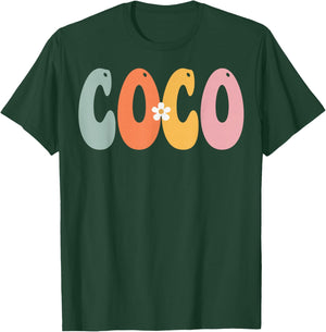 COCO Retro Groovy Print Mom Cute Mother's Day Funny Grandma T-Shirt - T-Shirt | Forest