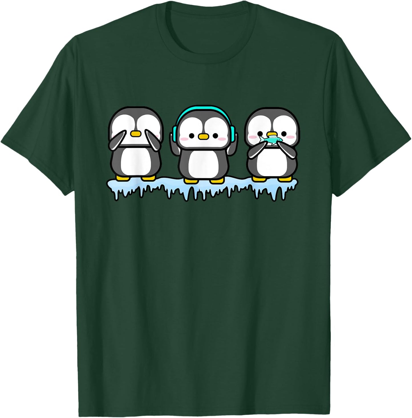 Funny Penguins See Hear Speak No Evil Bird Nerds Penguin T-Shirt - T-Shirt | Forest