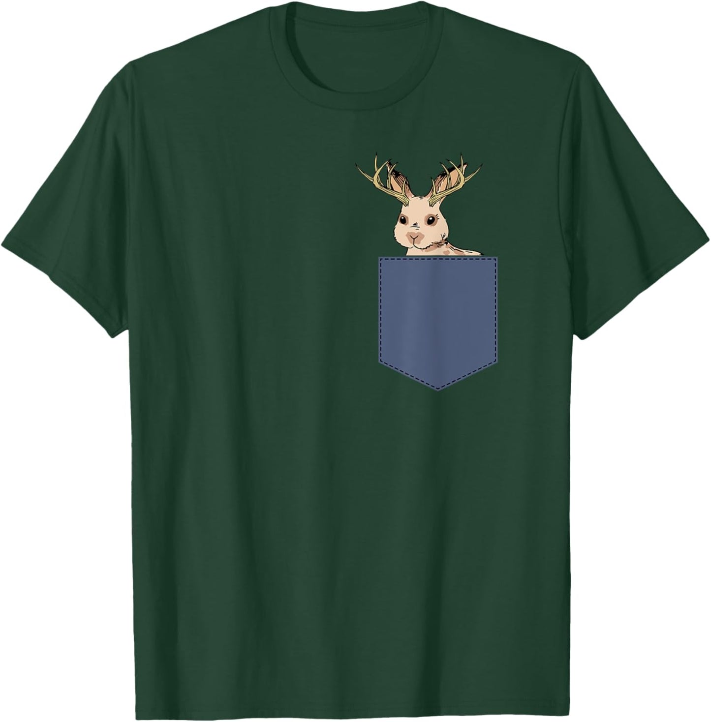 Jackrabbit Pocket Rabbit Cryptid Mythical Animal Jackalope T-Shirt - T-Shirt | Forest