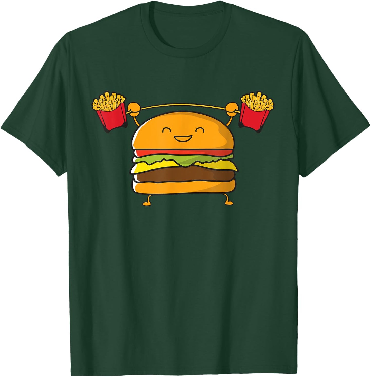 Burger Fries Funny Food Snatch Squat Barbell Weight T-Shirt - T-Shirt | Forest