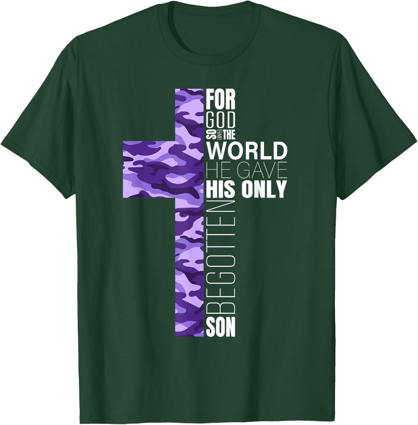 Cute Purple Camo Christian Cross Gifts Women Men Kids Verse T-Shirt - T-Shirt | Forest