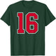 Red White Number 16 Jersey Player Uniform #16 T-Shirt - T-Shirt | Forest