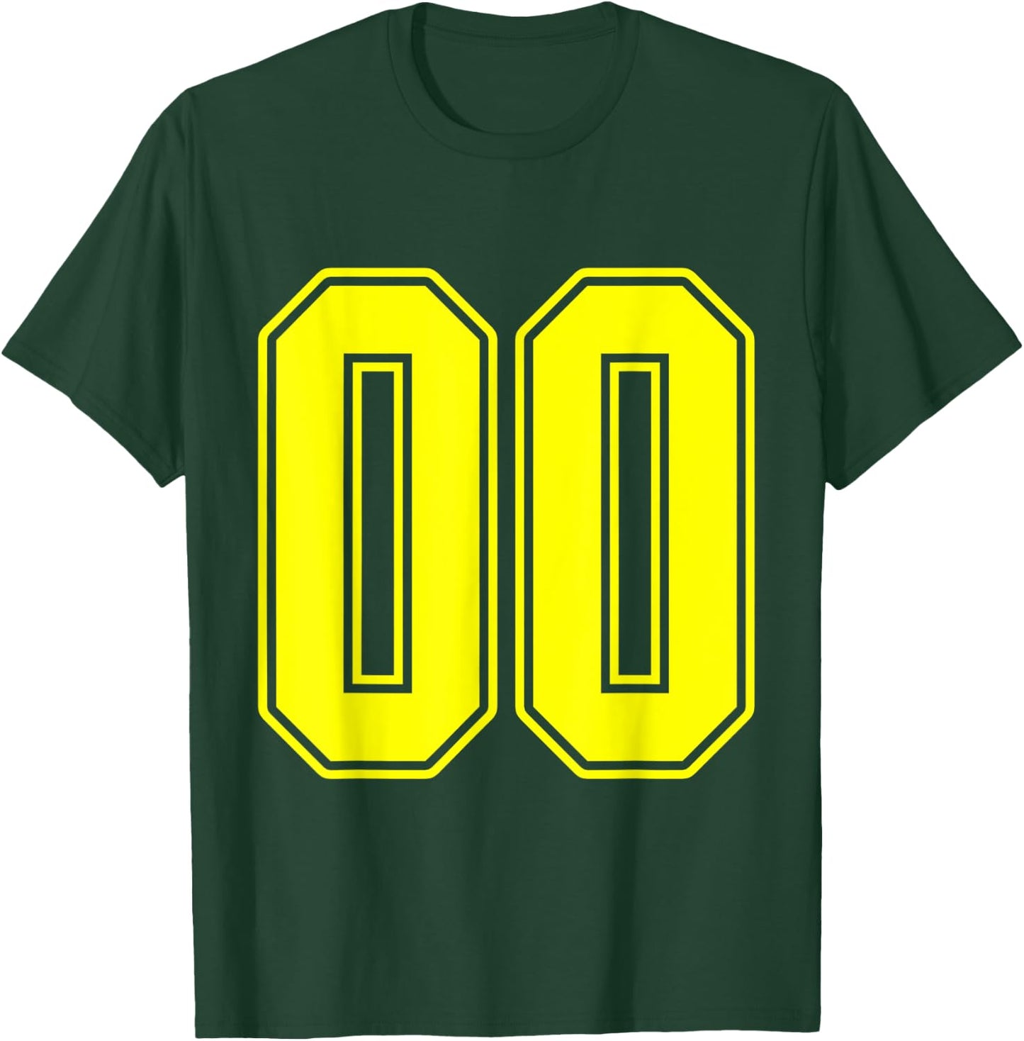 #00 Yellow Outline Number 00 Sports Fan Jersey Style T-Shirt - T-Shirt | Forest