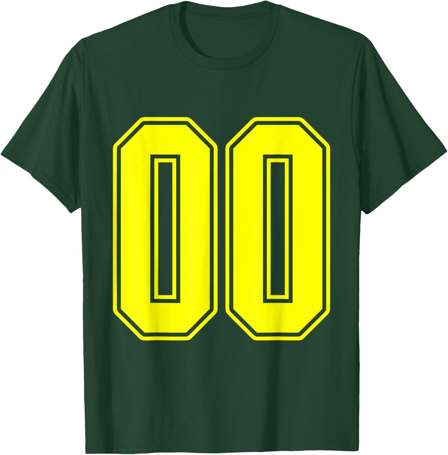 #00 Yellow Outline Number 00 Sports Fan Jersey Style T-Shirt - T-Shirt | Forest