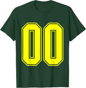#00 Yellow Outline Number 00 Sports Fan Jersey Style T-Shirt - T-Shirt | Forest
