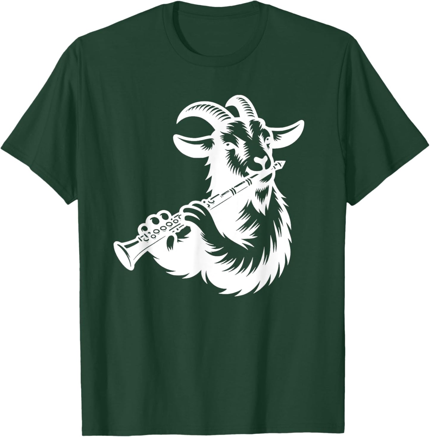 Goat Clarinet Silhouette Farm Musician Design T-Shirt - T-Shirt | Forest