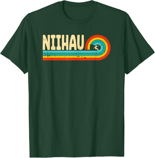 Niihau Surfing Hawaii Hawaiian Islands Vintage Retro Surfer T-Shirt - T-Shirt | Forest