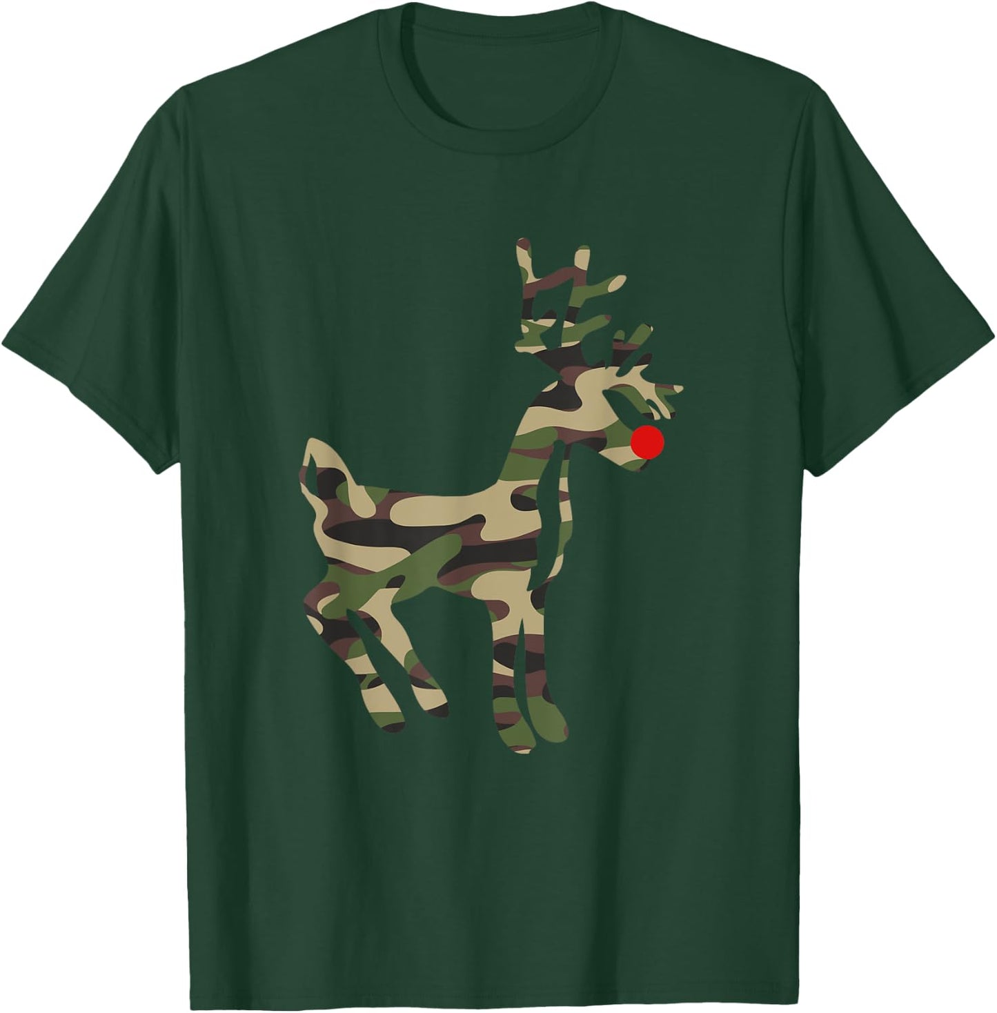 Reindeer Red Nose Camo Camouflage - Xmas Holiday Hunting T-Shirt - T-Shirt | Forest