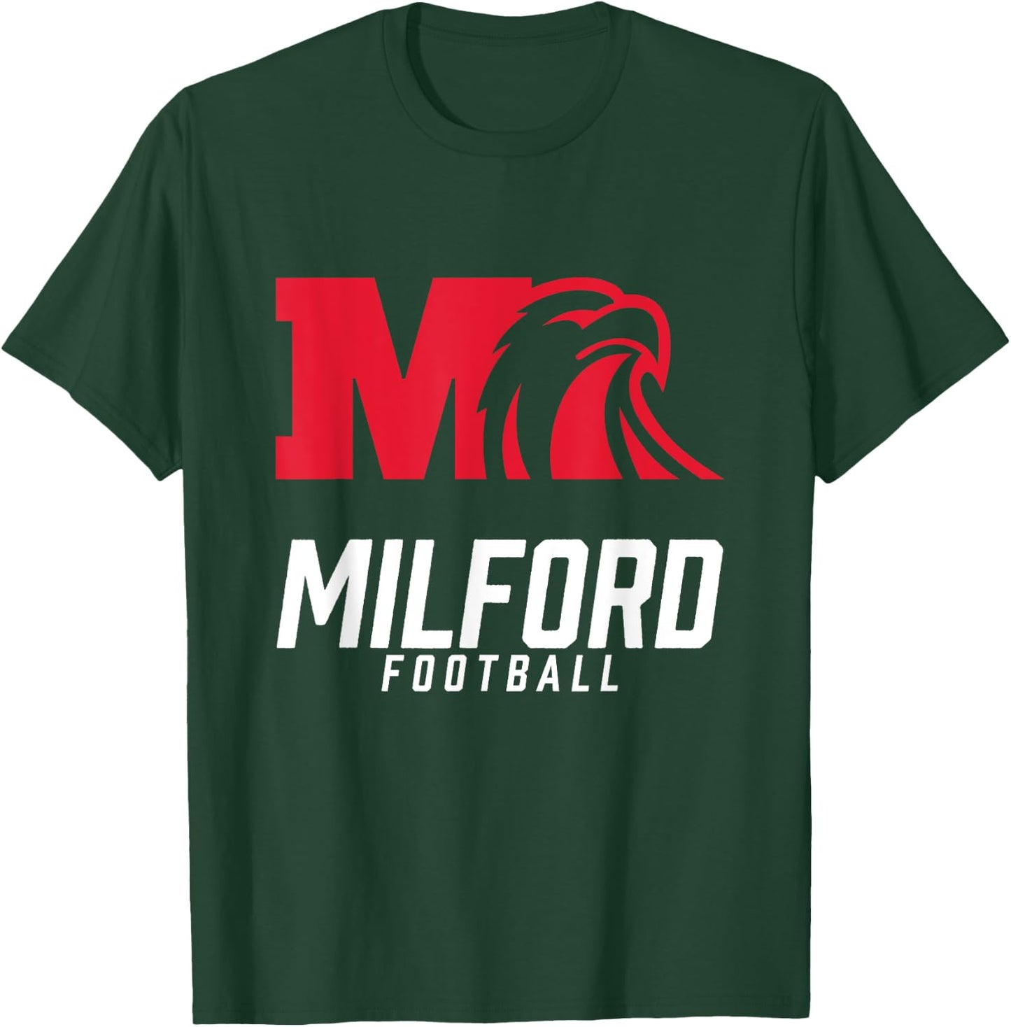 Milford Eagles Logo Football Team HS T-Shirt - T-Shirt | Forest