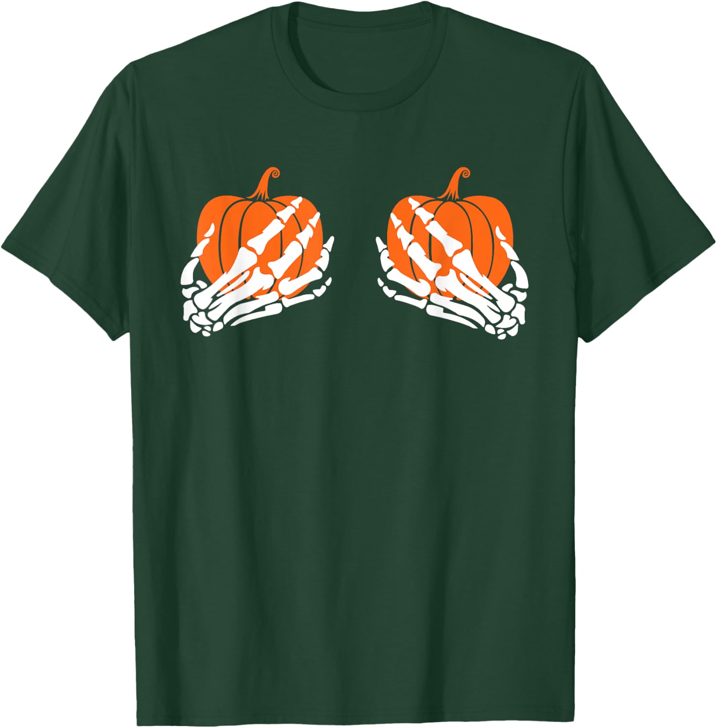 Halloween Skeleton Hand On Pumpkin Boob, Lazy Costume T-Shirt - T-Shirt | Forest