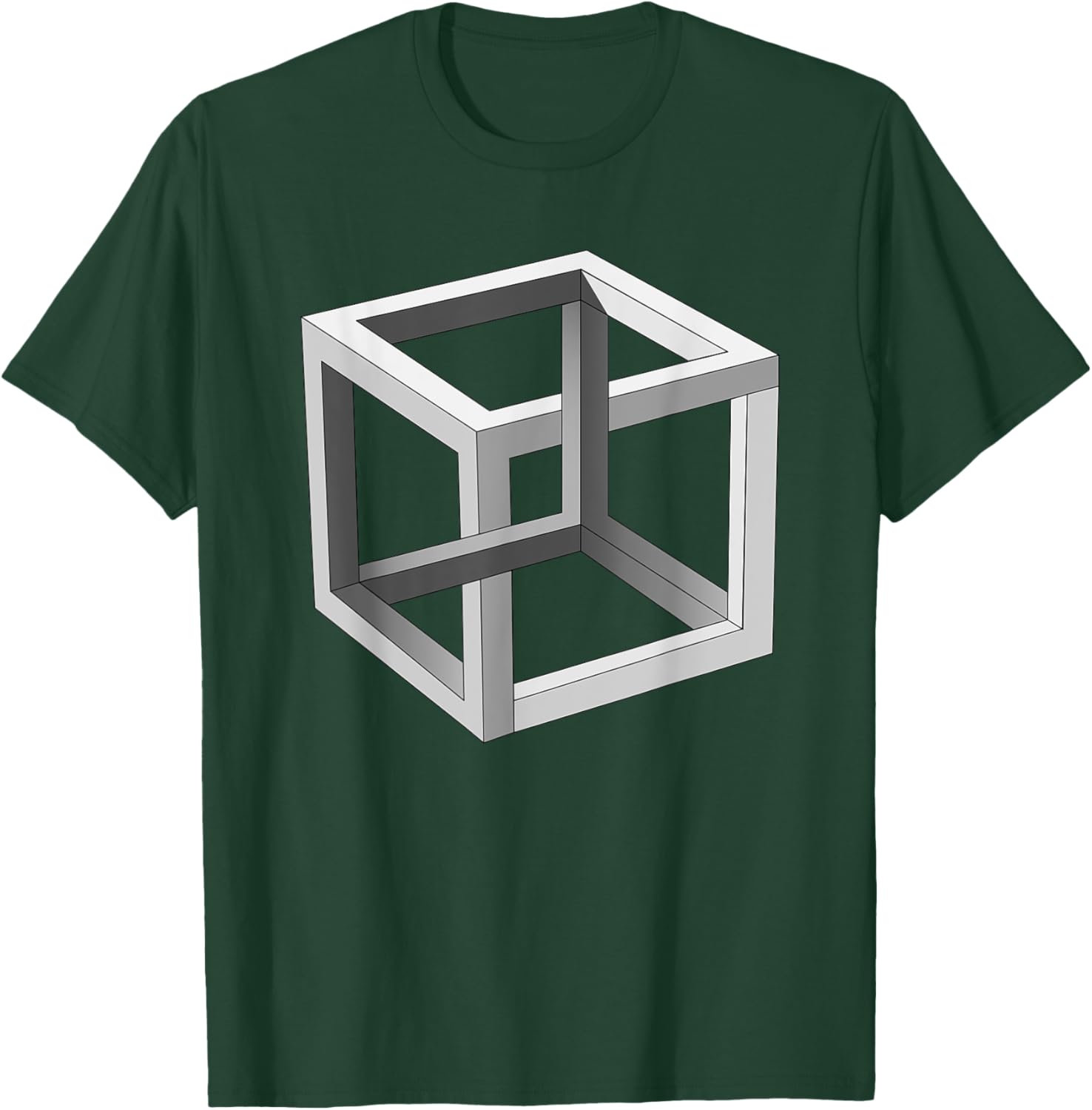 Cube Optical Illusion Necker Cube Architect Optical Illusion T-Shirt - T-Shirt | Forest