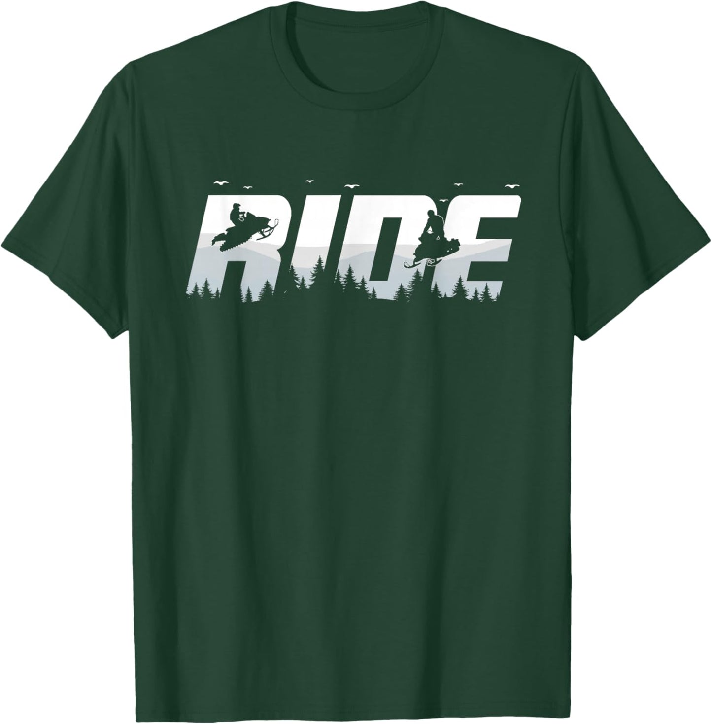 Snowmobile Ride Motor Sled Racing Winter Mountain Sports Fan T-Shirt - T-Shirt | Forest