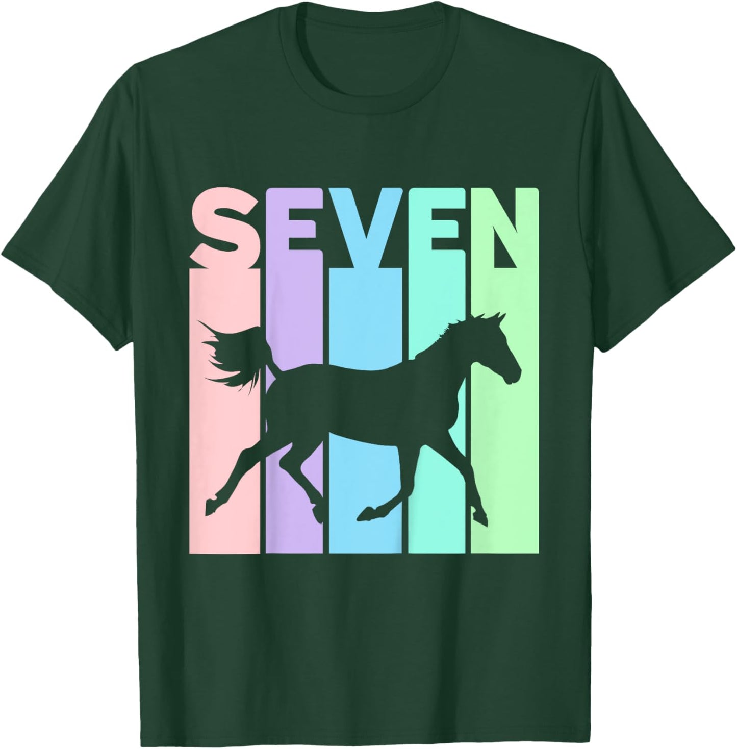 Seven Years Old Girls Birthday Horse 7th T-Shirt - T-Shirt | Forest