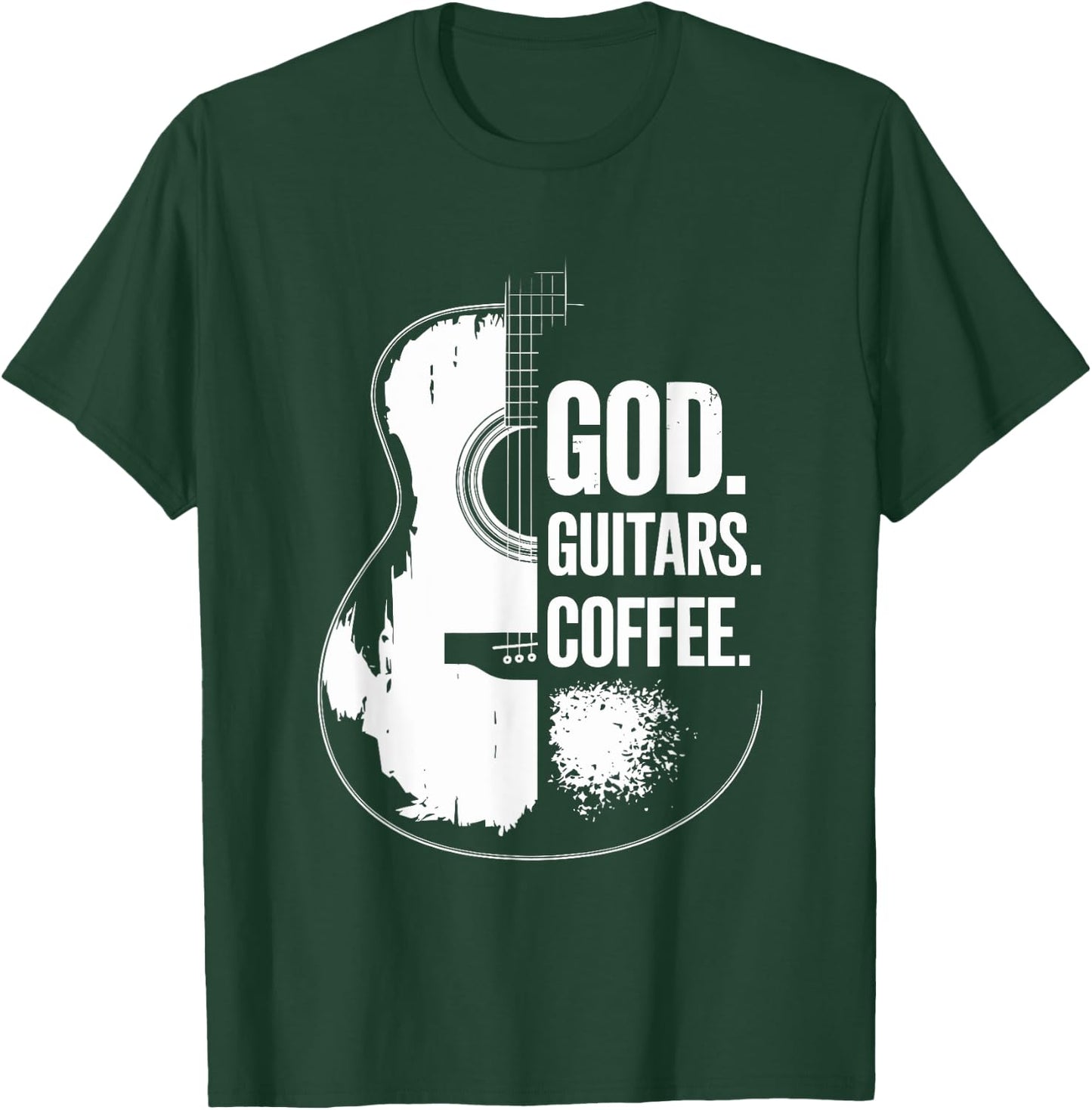 God Coffee Guitar, Christian Guitarist and Guitar Lover T-Shirt - T-Shirt | Forest