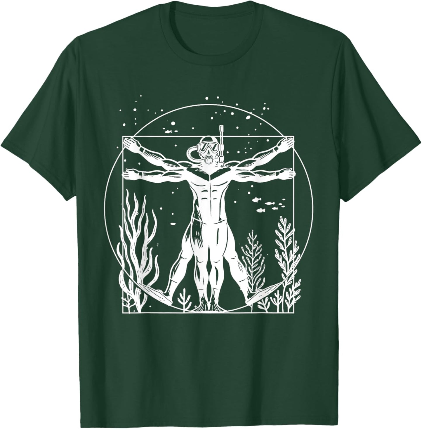 Vitruvian Scuba Diver Shirt Funny Scuba Diving Vitruvian Man T-Shirt - T-Shirt | Forest