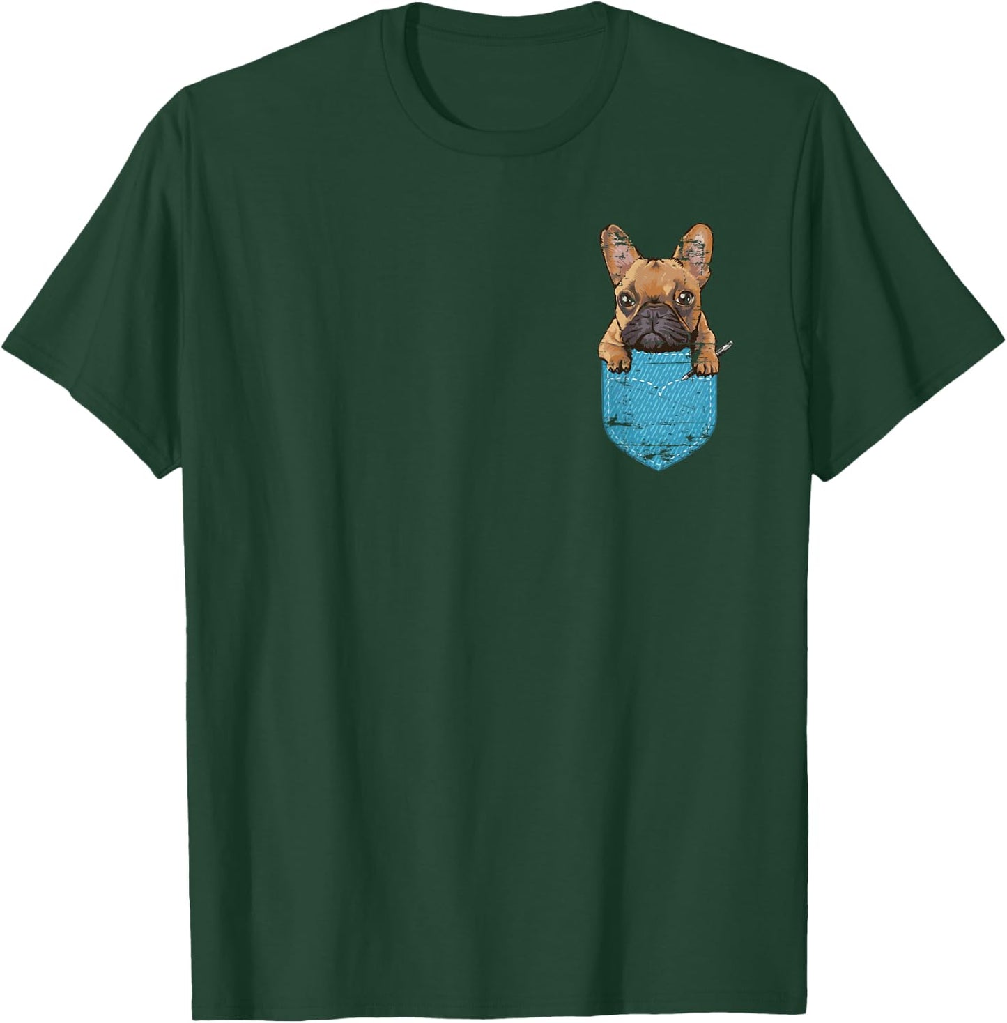 Cute Pet Animal Dog Breeder Gift Pocket French Bulldog Men Women Girls Kids T-Shirt - T-Shirt | Forest