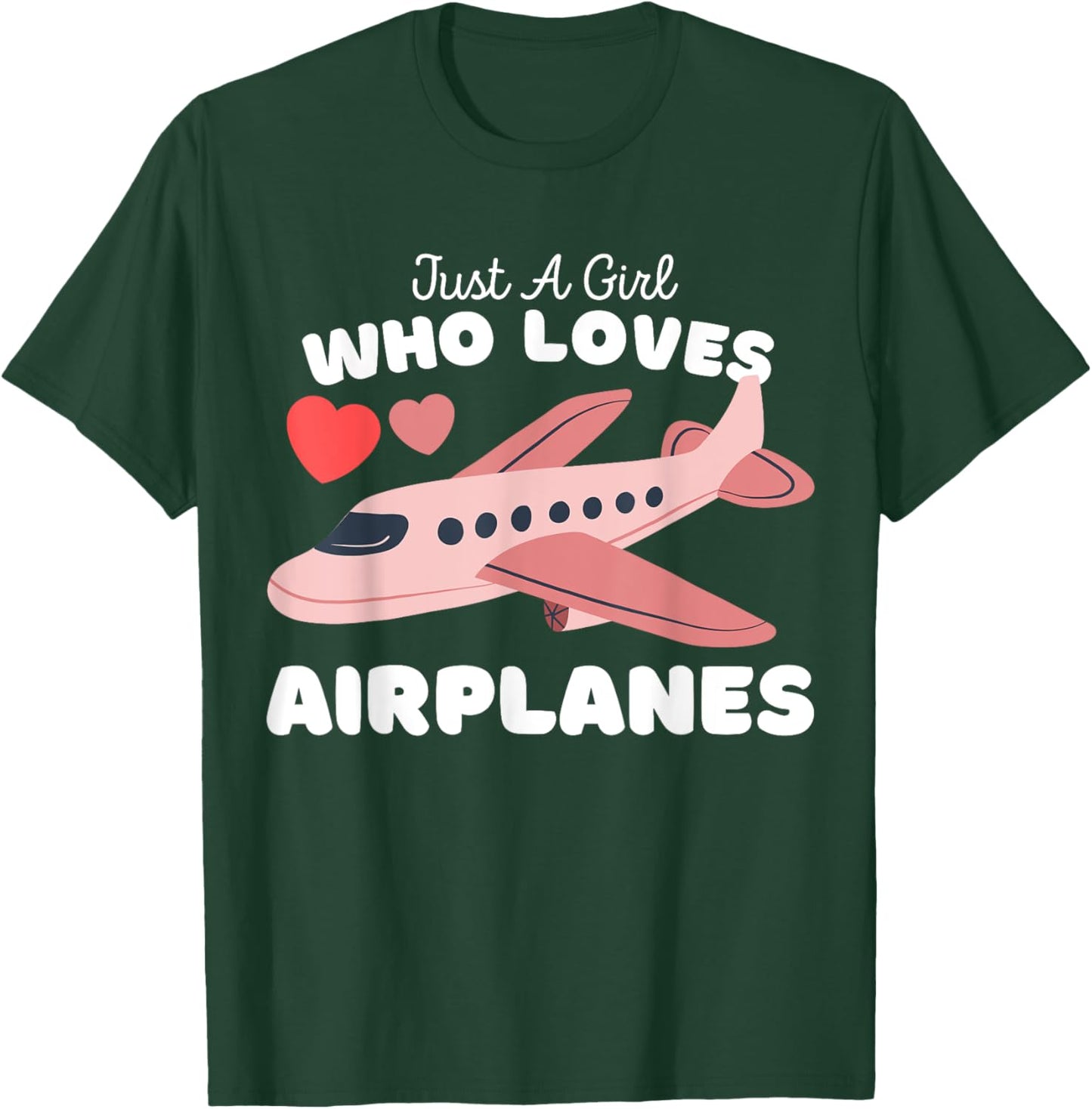 Just A Girl Who Loves Airplanes - Cute Girls Plane T-Shirt - T-Shirt | Forest